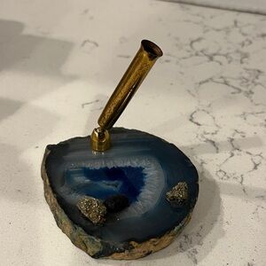 Blue Agate pen Holder or it could also be used as an incense holder